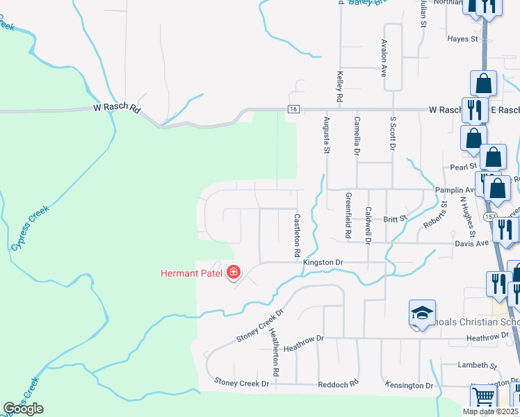 map of restaurants, bars, coffee shops, grocery stores, and more near 198 Cypress Creek Drive in Florence