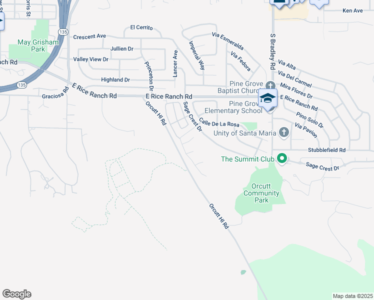 map of restaurants, bars, coffee shops, grocery stores, and more near 601 Elderberry Circle in Orcutt