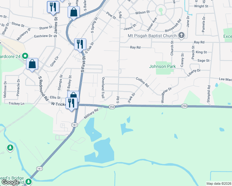 map of restaurants, bars, coffee shops, grocery stores, and more near 101 Wells Fargo Trail in Jacksonville