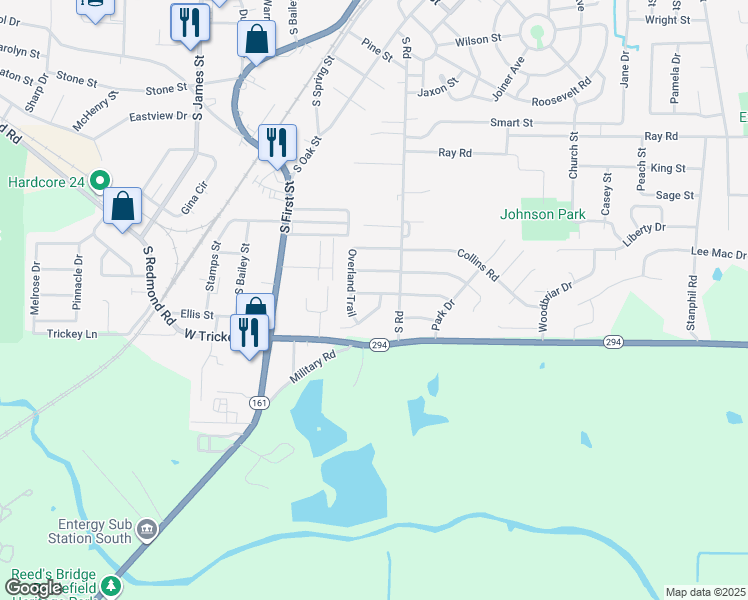 map of restaurants, bars, coffee shops, grocery stores, and more near 105 Wells Fargo Trail in Jacksonville