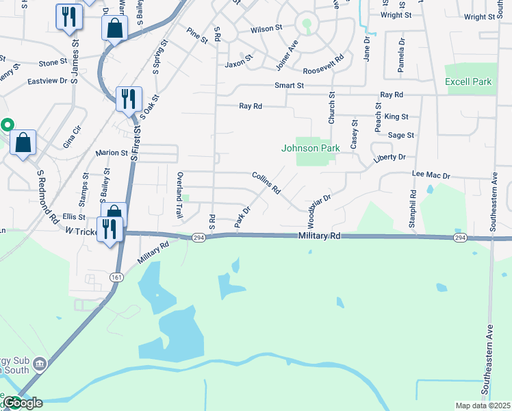 map of restaurants, bars, coffee shops, grocery stores, and more near 16 Park Drive in Jacksonville