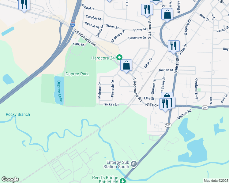 map of restaurants, bars, coffee shops, grocery stores, and more near 1216 Pinnacle Drive in Jacksonville
