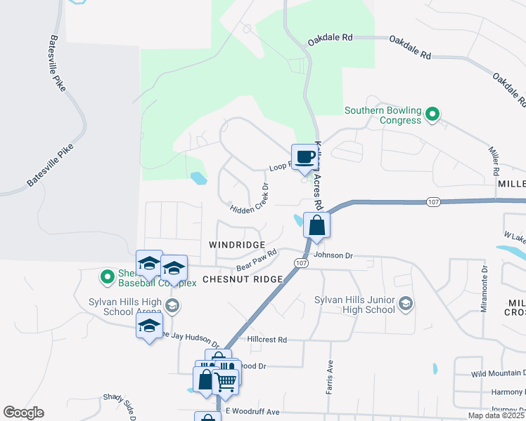 map of restaurants, bars, coffee shops, grocery stores, and more near 1825 Hidden Creek Drive in Sherwood