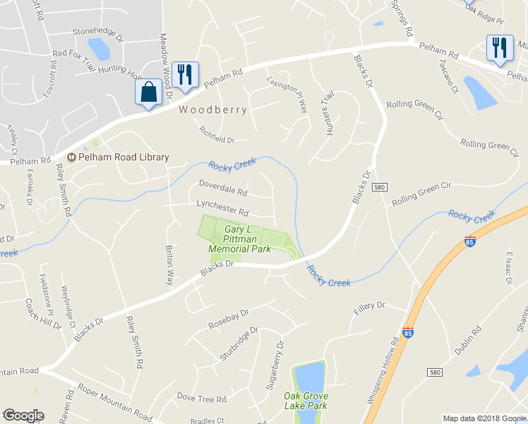 map of restaurants, bars, coffee shops, grocery stores, and more near 211 Lynchester Road in Greenville