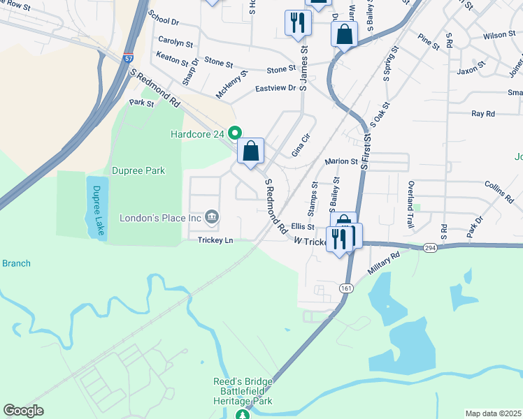 map of restaurants, bars, coffee shops, grocery stores, and more near 719 South Redmond Road in Jacksonville