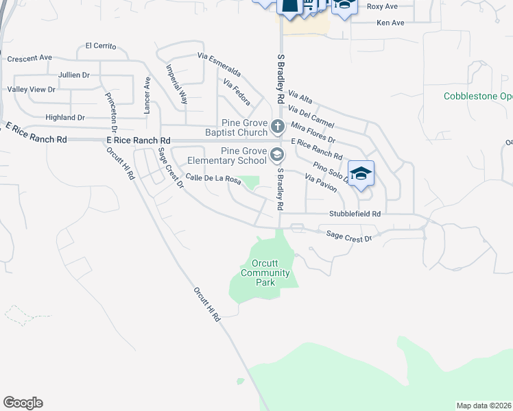 map of restaurants, bars, coffee shops, grocery stores, and more near 975 Romneya Lane in Orcutt