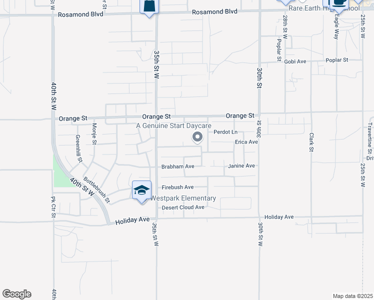 map of restaurants, bars, coffee shops, grocery stores, and more near 3320 Rosegold Avenue in Rosamond