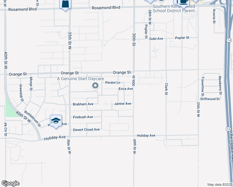 map of restaurants, bars, coffee shops, grocery stores, and more near 3115 Tumbleweed Avenue in Rosamond