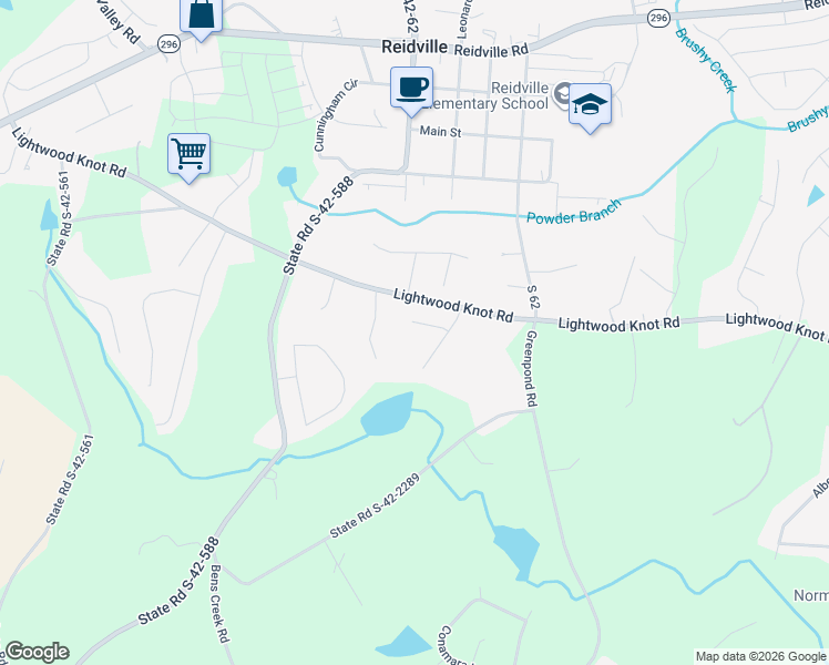 map of restaurants, bars, coffee shops, grocery stores, and more near 315 Burbridge Court in Woodruff