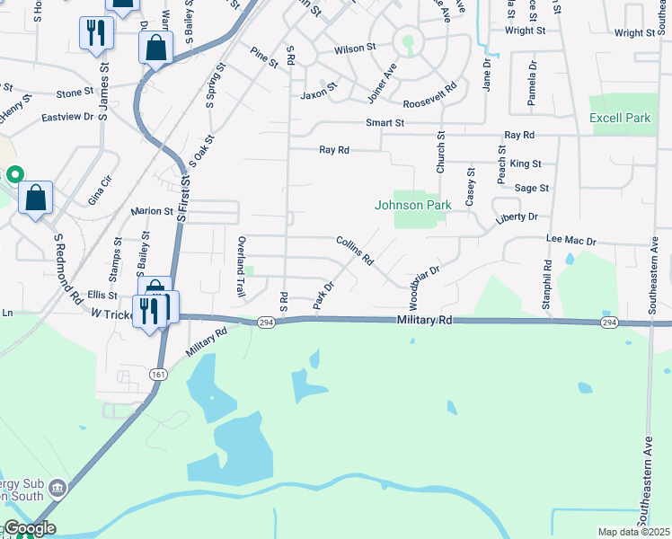 map of restaurants, bars, coffee shops, grocery stores, and more near 16 Park Drive in Jacksonville