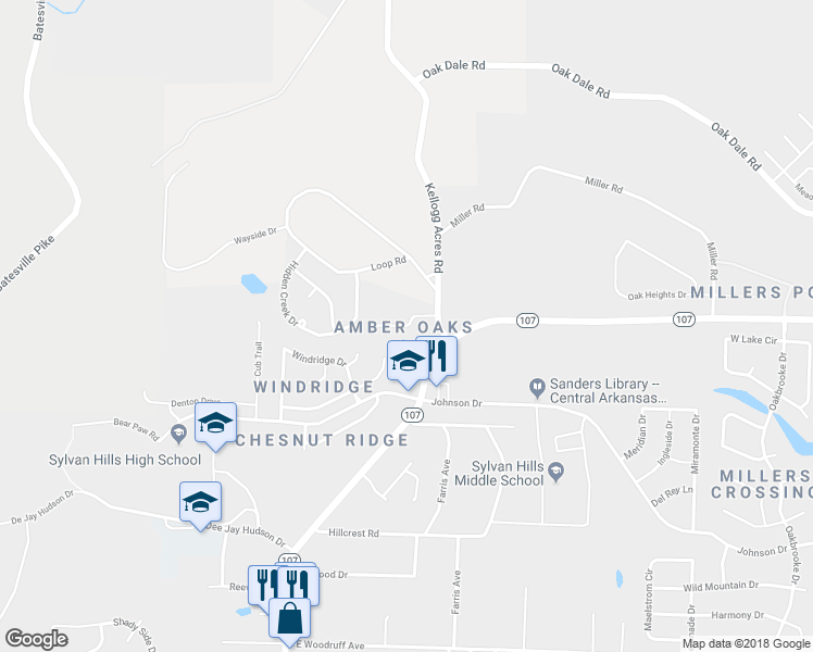 map of restaurants, bars, coffee shops, grocery stores, and more near Amber Oaks Drive in Sherwood