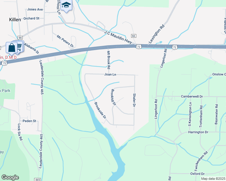 map of restaurants, bars, coffee shops, grocery stores, and more near 954 Brookhill Dr in Killen