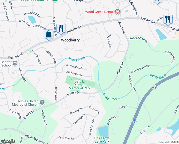 map of restaurants, bars, coffee shops, grocery stores, and more near 211 Lynchester Road in Greenville