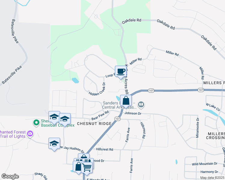 map of restaurants, bars, coffee shops, grocery stores, and more near 202 Amber Oaks Drive in Sherwood