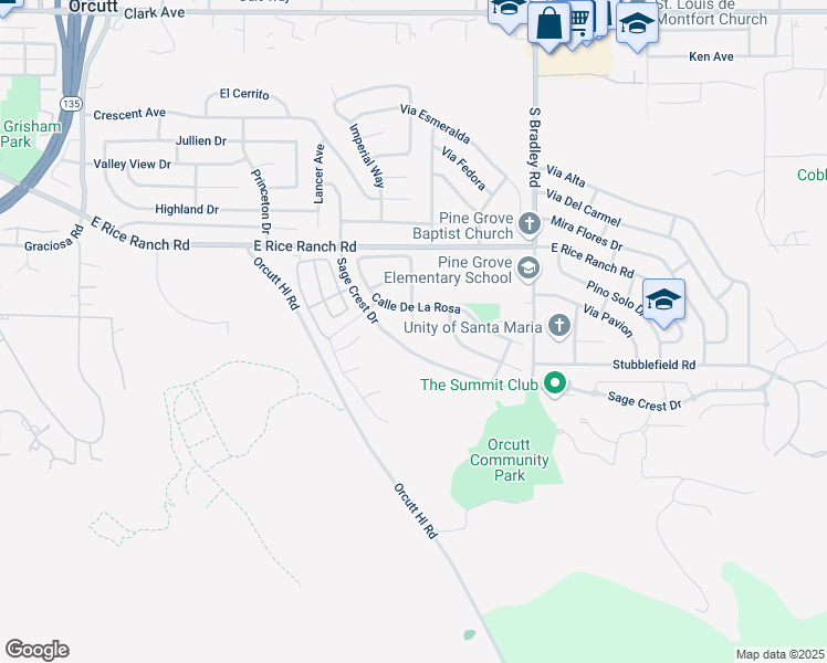 map of restaurants, bars, coffee shops, grocery stores, and more near 826 Calle De La Rosa in Santa Maria