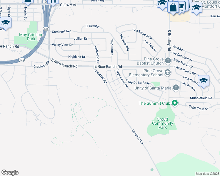 map of restaurants, bars, coffee shops, grocery stores, and more near 5660 Gazania Court in Orcutt