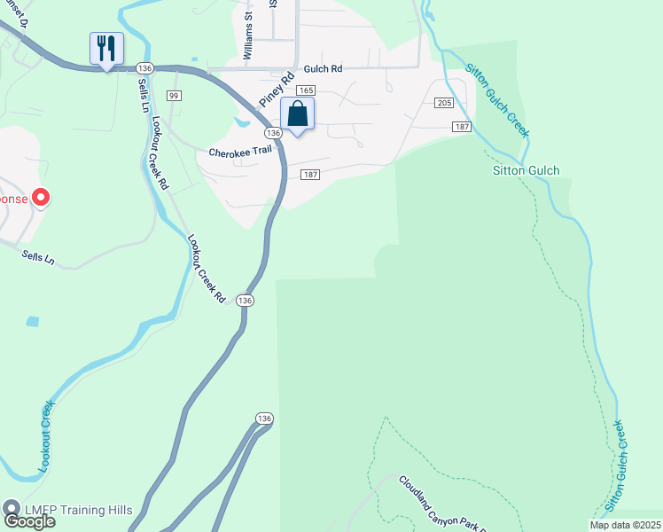 map of restaurants, bars, coffee shops, grocery stores, and more near 7103 Georgia 136 in Trenton