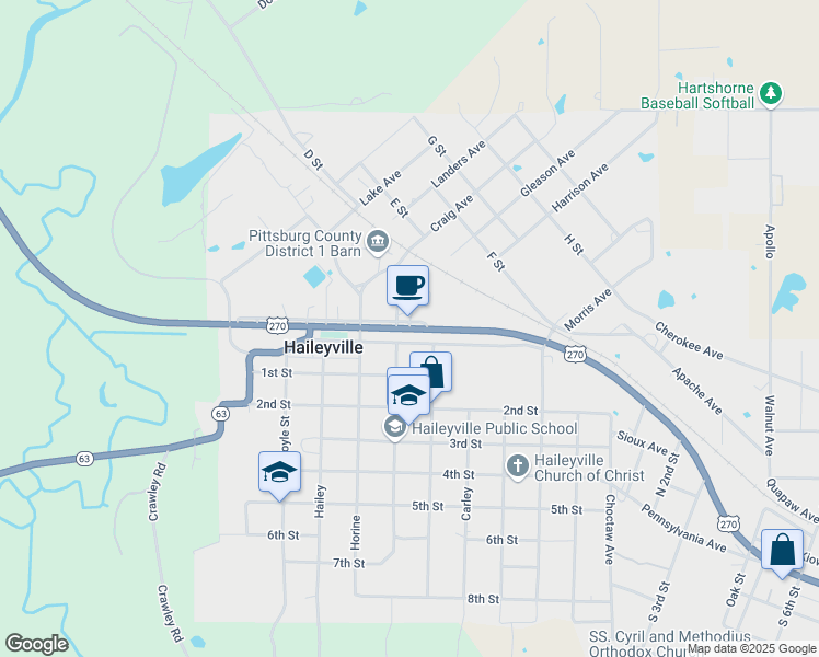 map of restaurants, bars, coffee shops, grocery stores, and more near in Haileyville