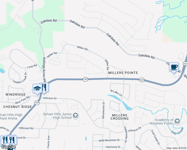 map of restaurants, bars, coffee shops, grocery stores, and more near 9717 Oak Heights Drive in Sherwood
