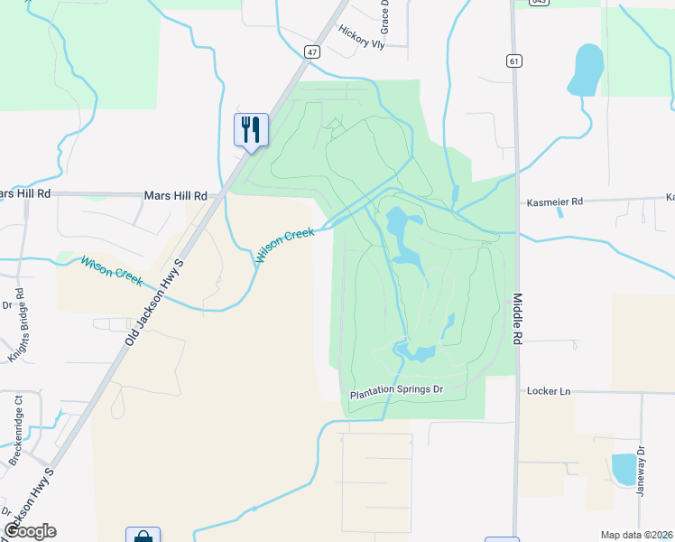 map of restaurants, bars, coffee shops, grocery stores, and more near 281 Plantation Springs Drive in Florence