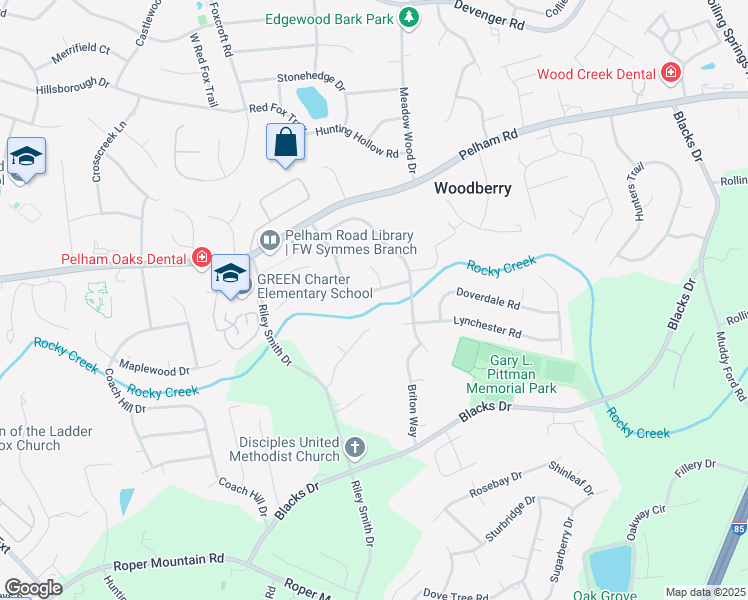 map of restaurants, bars, coffee shops, grocery stores, and more near 216 Gilderbrook Road in Greenville