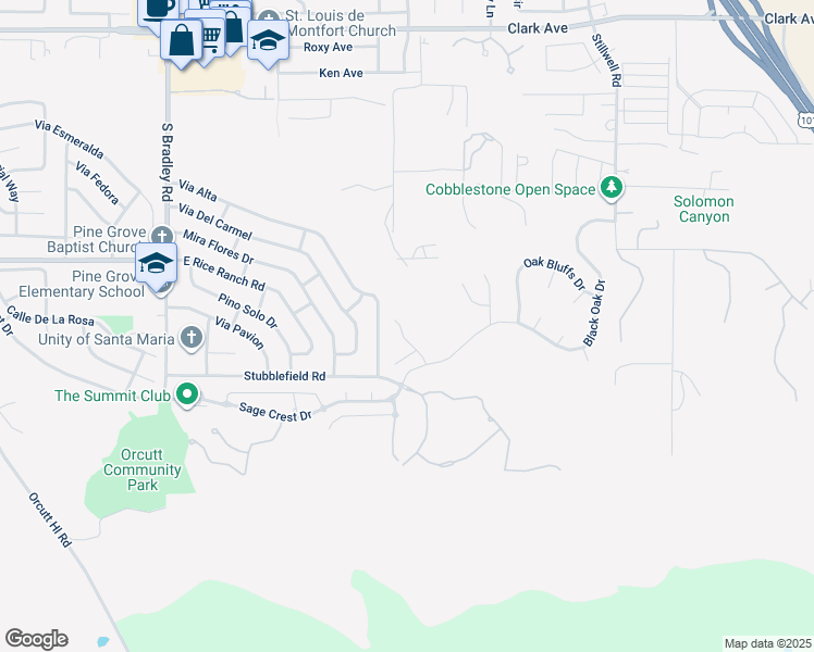 map of restaurants, bars, coffee shops, grocery stores, and more near 1464 Blush Lane in Orcutt