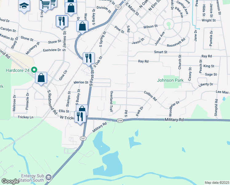 map of restaurants, bars, coffee shops, grocery stores, and more near 113 Overland Trail in Jacksonville