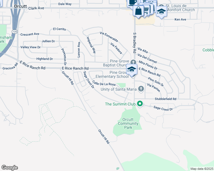 map of restaurants, bars, coffee shops, grocery stores, and more near 826 Calle De La Rosa in Santa Maria