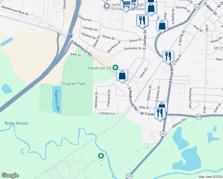 map of restaurants, bars, coffee shops, grocery stores, and more near 1202 Pinnacle Drive in Jacksonville