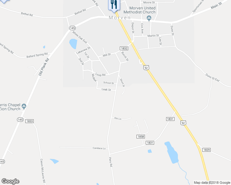 map of restaurants, bars, coffee shops, grocery stores, and more near 645 Peru Road in Morven