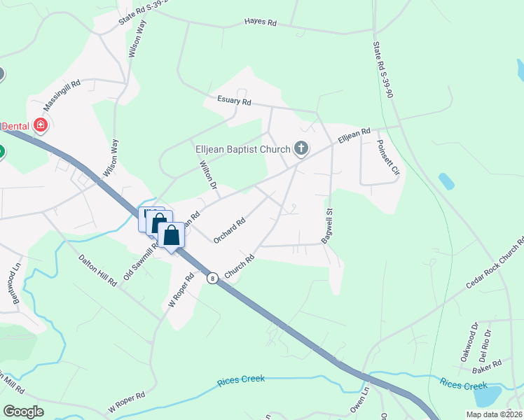 map of restaurants, bars, coffee shops, grocery stores, and more near 178 Orchard Road in Easley