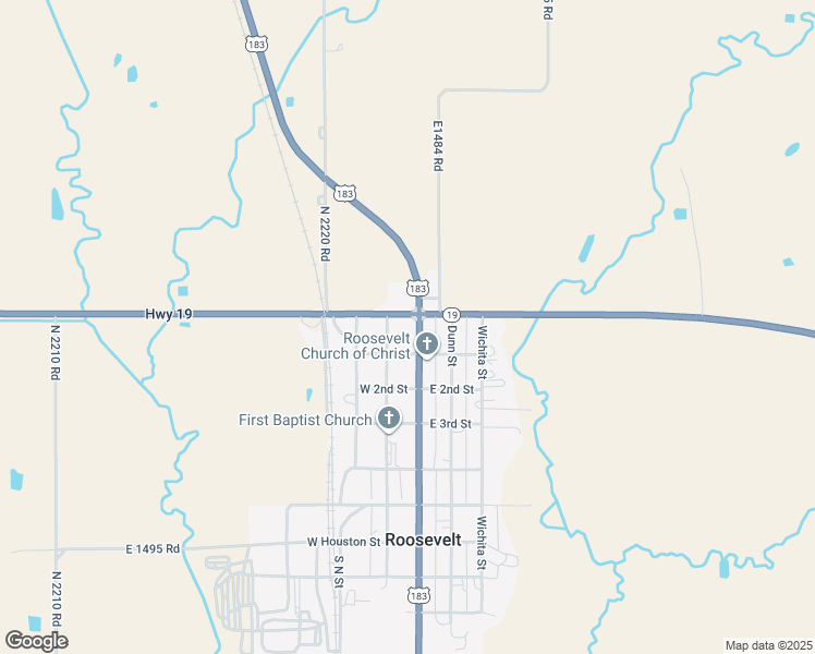 map of restaurants, bars, coffee shops, grocery stores, and more near 109 South Main Street in Roosevelt