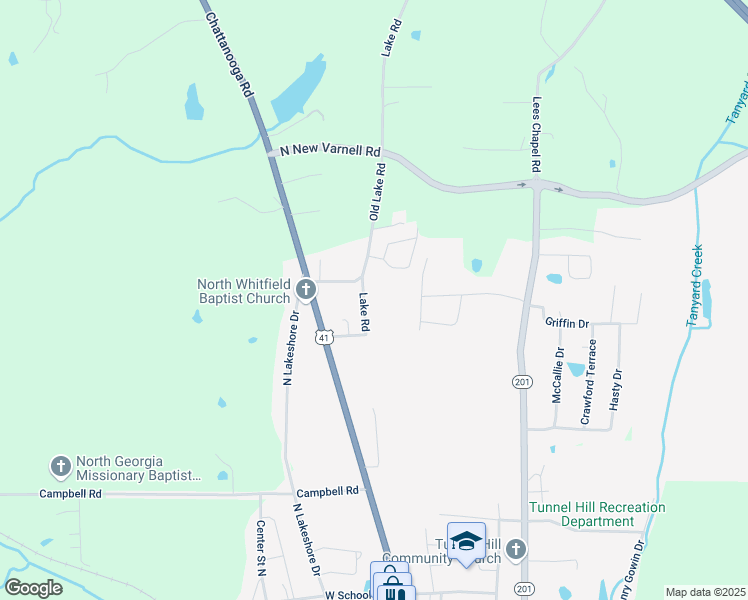 map of restaurants, bars, coffee shops, grocery stores, and more near 130 Lake Road in Tunnel Hill