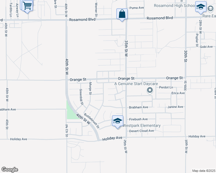 map of restaurants, bars, coffee shops, grocery stores, and more near 3641 Banyon Court in Rosamond