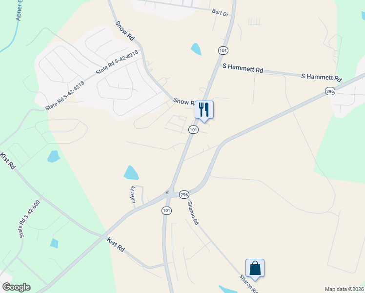 map of restaurants, bars, coffee shops, grocery stores, and more near 103 Heatherwood Lane in Greer