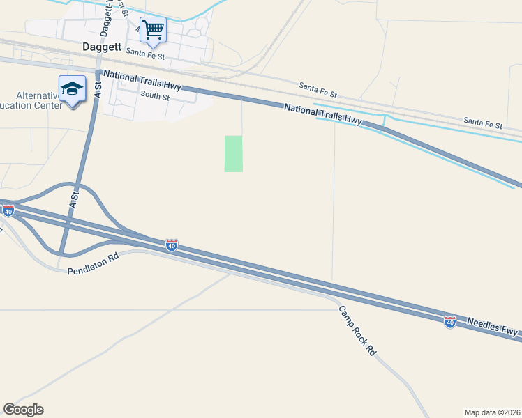 map of restaurants, bars, coffee shops, grocery stores, and more near Needles Freeway in Daggett