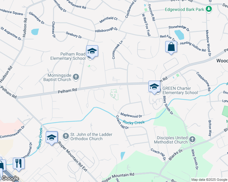 map of restaurants, bars, coffee shops, grocery stores, and more near 1306 Pelham Road in Greenville