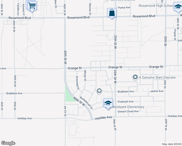 map of restaurants, bars, coffee shops, grocery stores, and more near 3726 Garnet Avenue in Rosamond