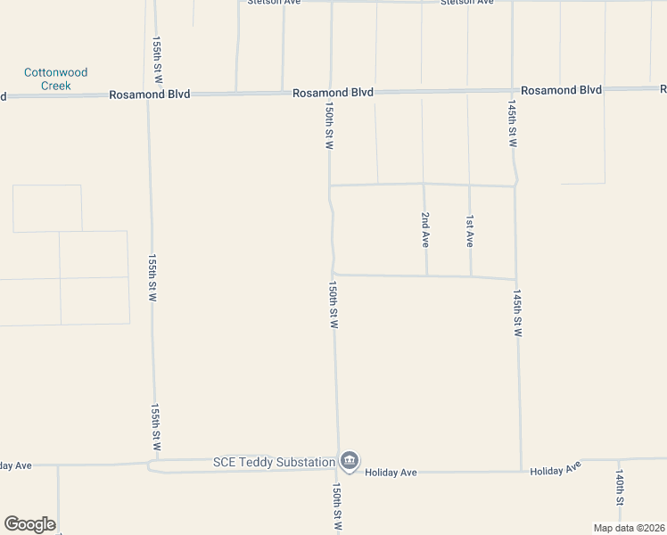 map of restaurants, bars, coffee shops, grocery stores, and more near 150th Street West in Kern County
