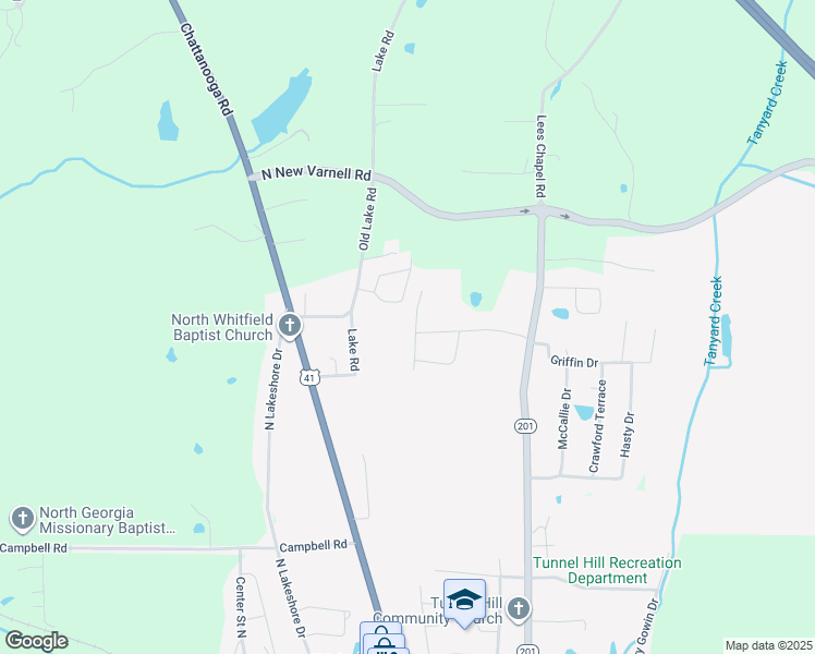 map of restaurants, bars, coffee shops, grocery stores, and more near 61 Pearl Lane in Tunnel Hill