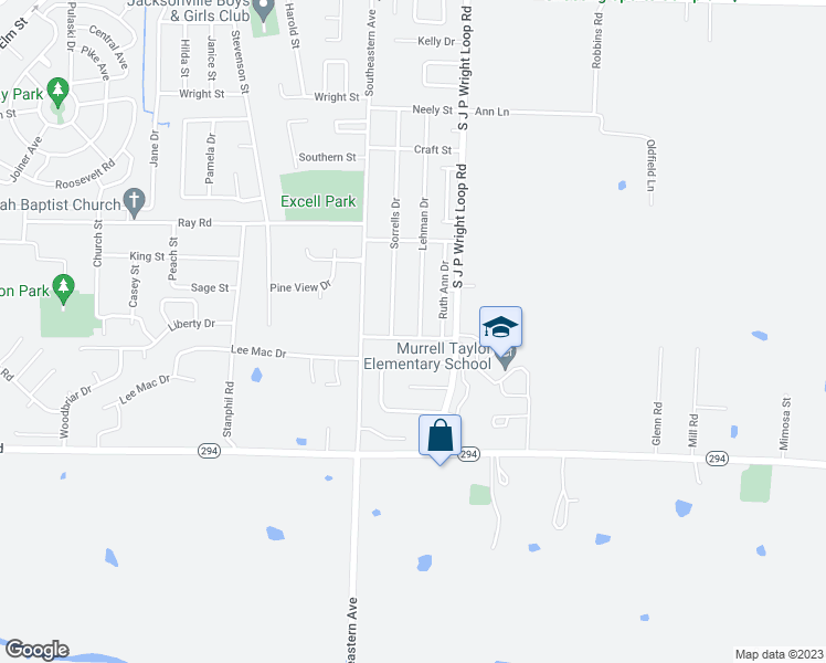 map of restaurants, bars, coffee shops, grocery stores, and more near 1125 Lehman Drive in Jacksonville