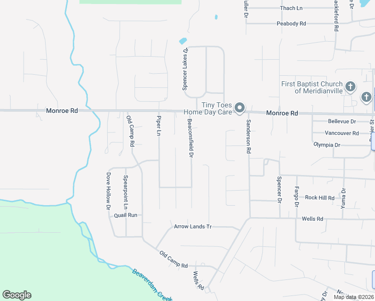 map of restaurants, bars, coffee shops, grocery stores, and more near 118 Beaconsfield Drive in Meridianville