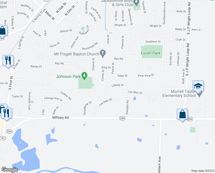 map of restaurants, bars, coffee shops, grocery stores, and more near 1006 O'Neal Street in Jacksonville