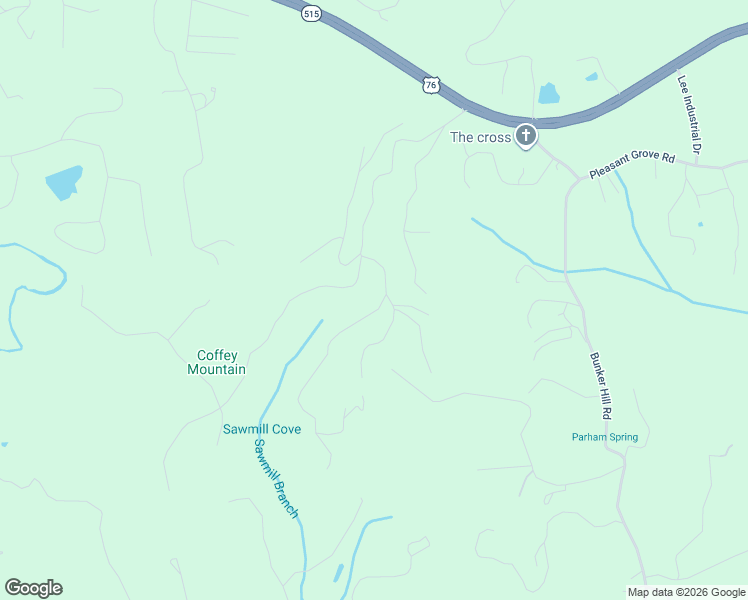 map of restaurants, bars, coffee shops, grocery stores, and more near 44 Treeline Drive in Blairsville