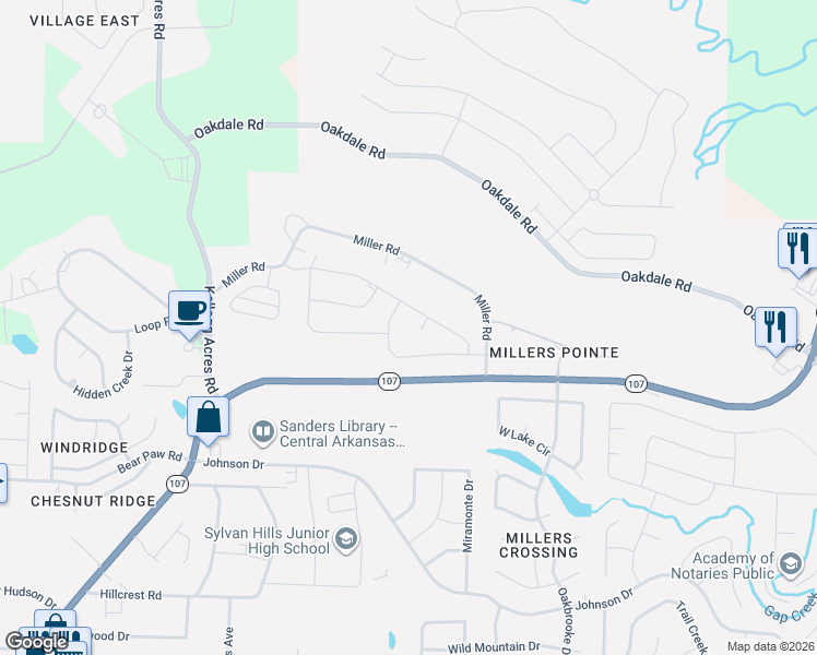map of restaurants, bars, coffee shops, grocery stores, and more near 9708 Hickory Heights Drive in Sherwood