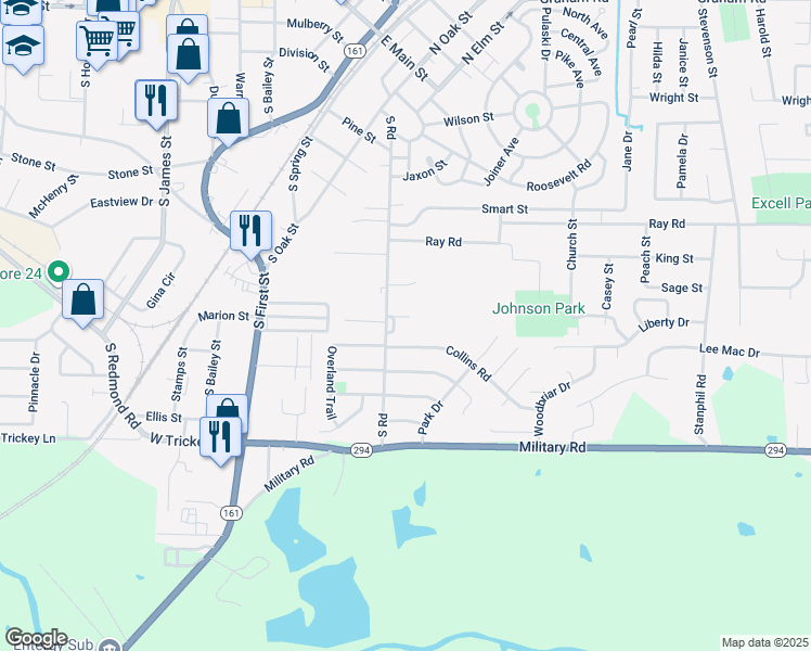 map of restaurants, bars, coffee shops, grocery stores, and more near 1203 South Road in Jacksonville