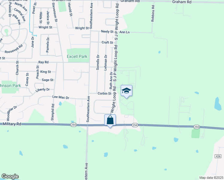 map of restaurants, bars, coffee shops, grocery stores, and more near 1116 Ruth Ann Drive in Jacksonville