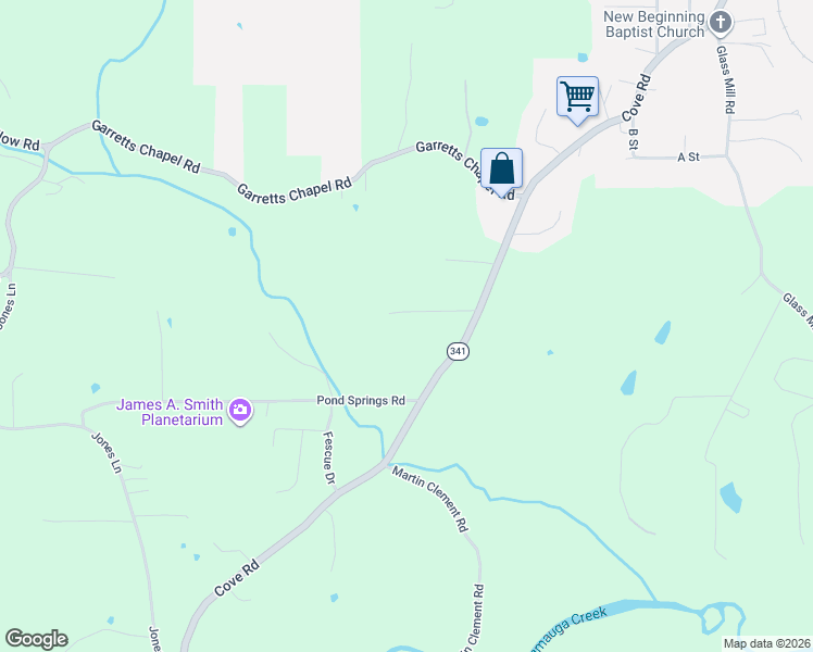 map of restaurants, bars, coffee shops, grocery stores, and more near 6 Knox Drive in Chickamauga