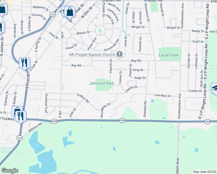 map of restaurants, bars, coffee shops, grocery stores, and more near 1104 Church Street in Jacksonville