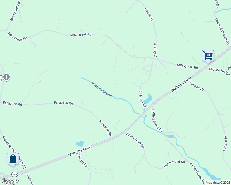 map of restaurants, bars, coffee shops, grocery stores, and more near 185 Galloway Road in Pickens